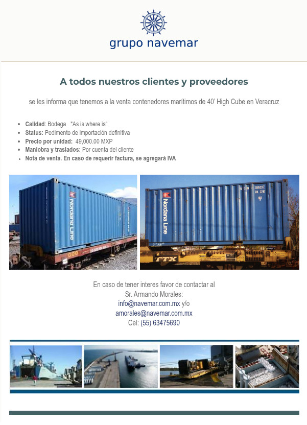 anuncio venta de contenedores